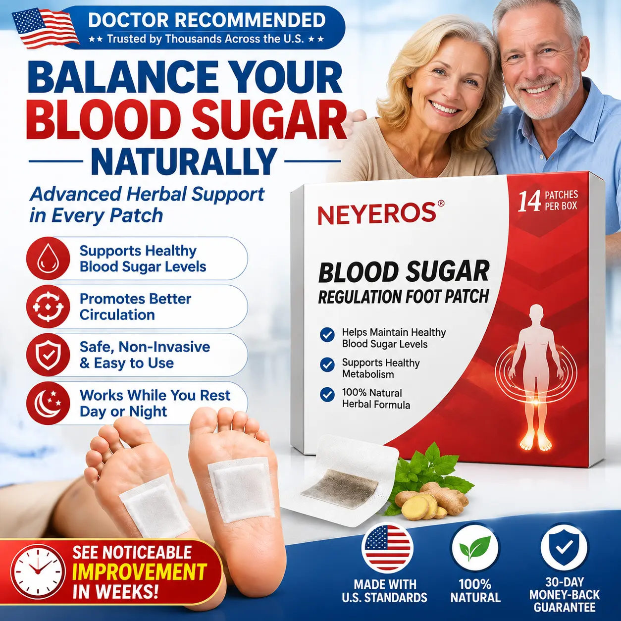 NEYEROS® | Blood Sugar Support Foot Patches – Natural Overnight Acupoint Wellness Patches