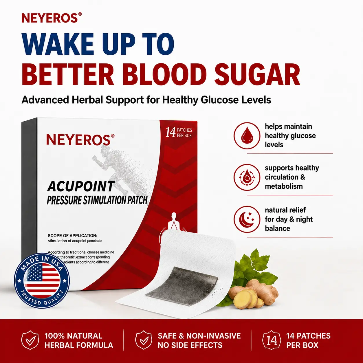 NEYEROS® | Blood Sugar Support Foot Patches – Natural Overnight Acupoint Wellness Patches